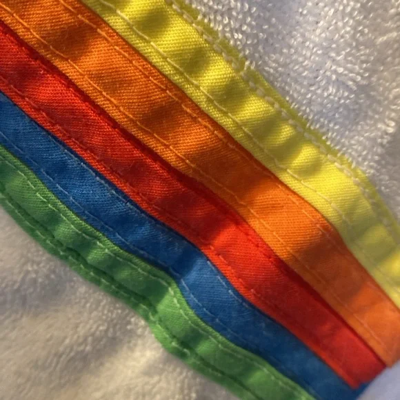 Plaza 9 Vintage Terri Cloth Short Bath Robe with Individually Sewn Rainbow Strip - Picture 7 of 11